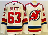 Men's New Jersey Devils #63 Jesper Bratt White 2022 Reverse Retro Authentic Jersey,baseball caps,new era cap wholesale,wholesale hats